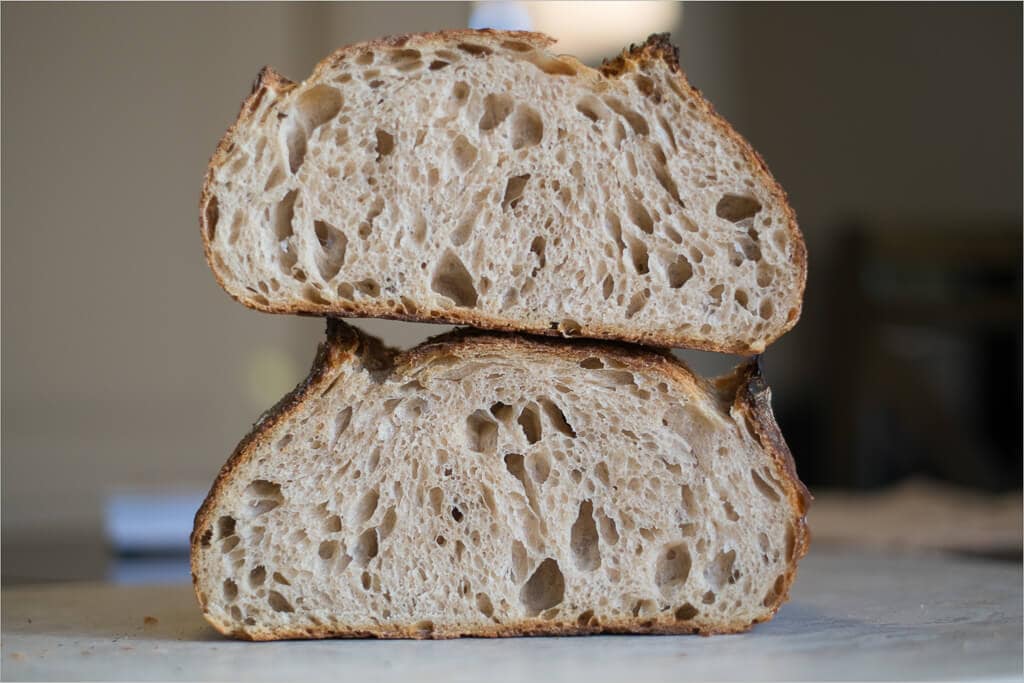 Tartine sourdough made with my strong yeast starter after managing fermentation