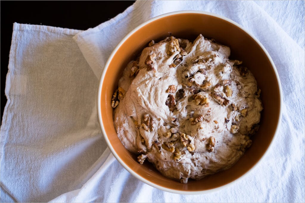 Walnuts and sourdough after bulk fermentation