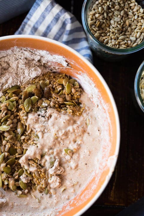 Sourdough rye bread with seeds and beer.