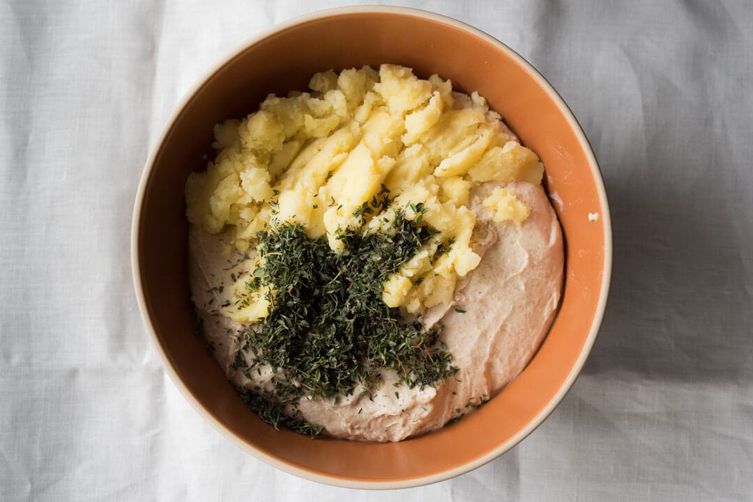 A beautiful mix of rosemary, potato, and dough
