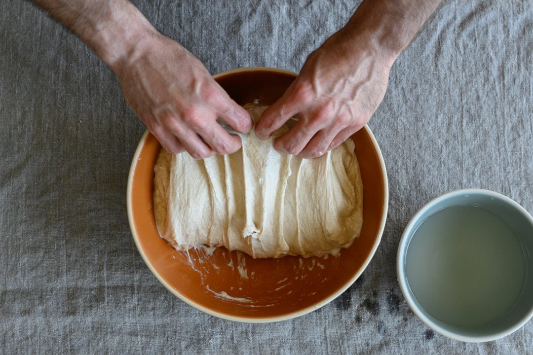 Finishing the stretch and fold