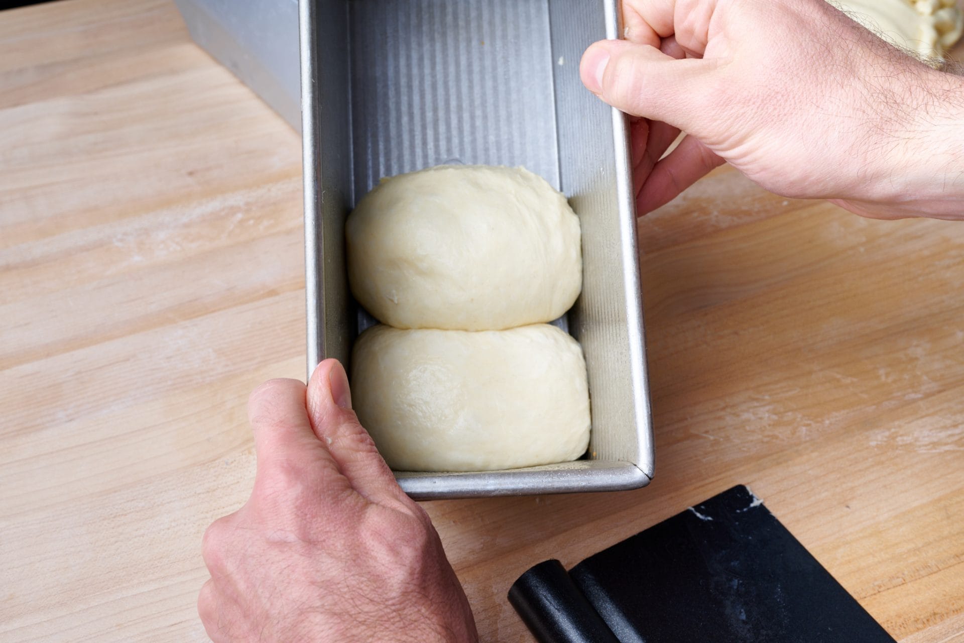 Shaping sourdough shokupan