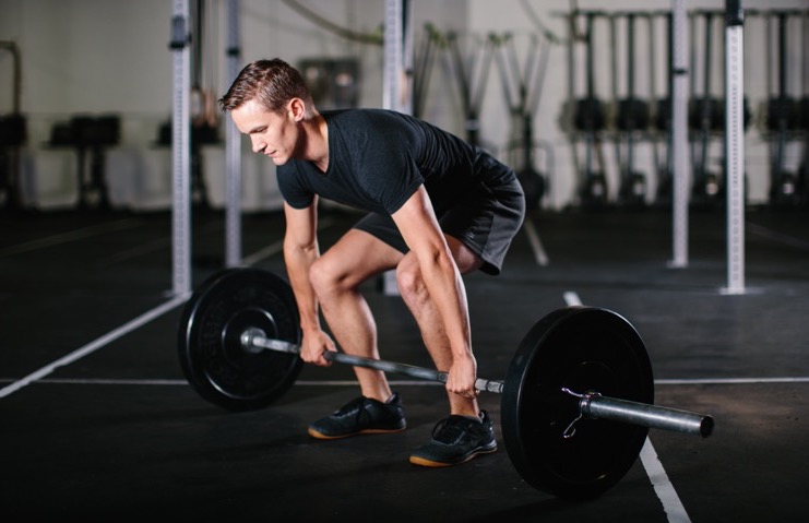 man deadlift barbell 