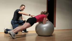 personal trainer and client