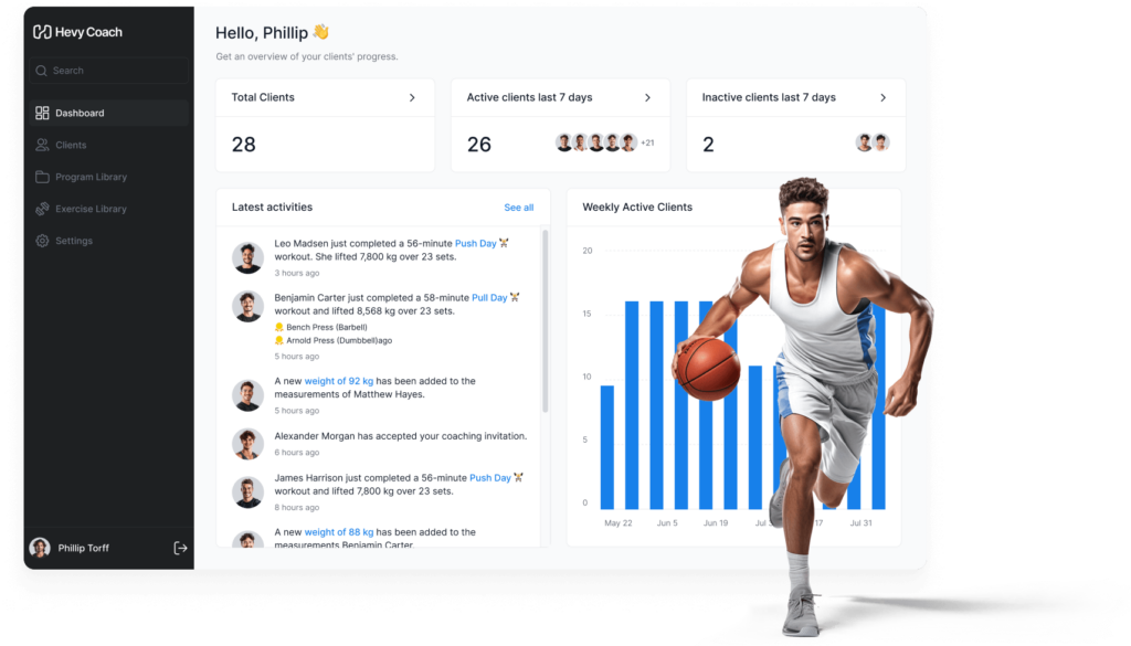 hevy coach strength software basketball team