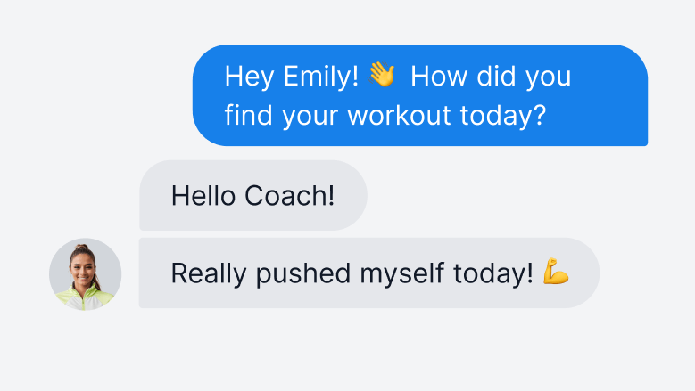An overview of the client chat in Hevy Coach