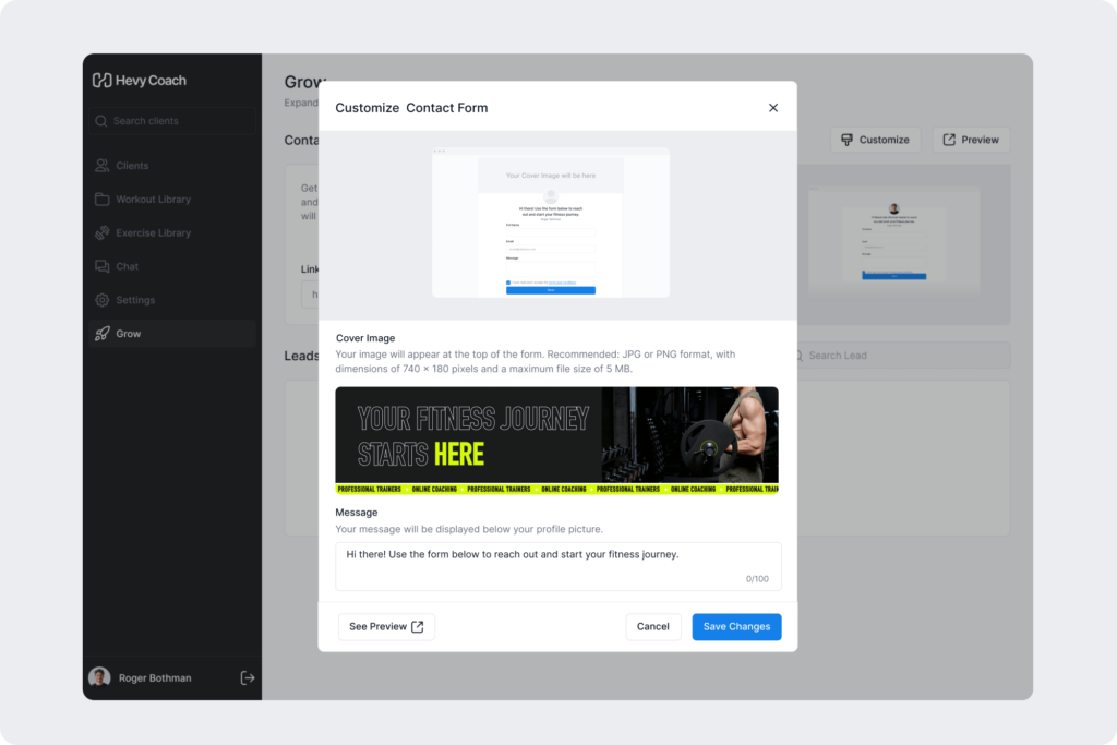 Overview of how to customize the contact form in Grow