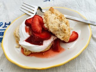 Strawberry Shortcake With Sourdough Discard Drop Biscuits
