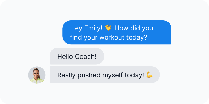 An overview of a coach-client chat on a coaching platform