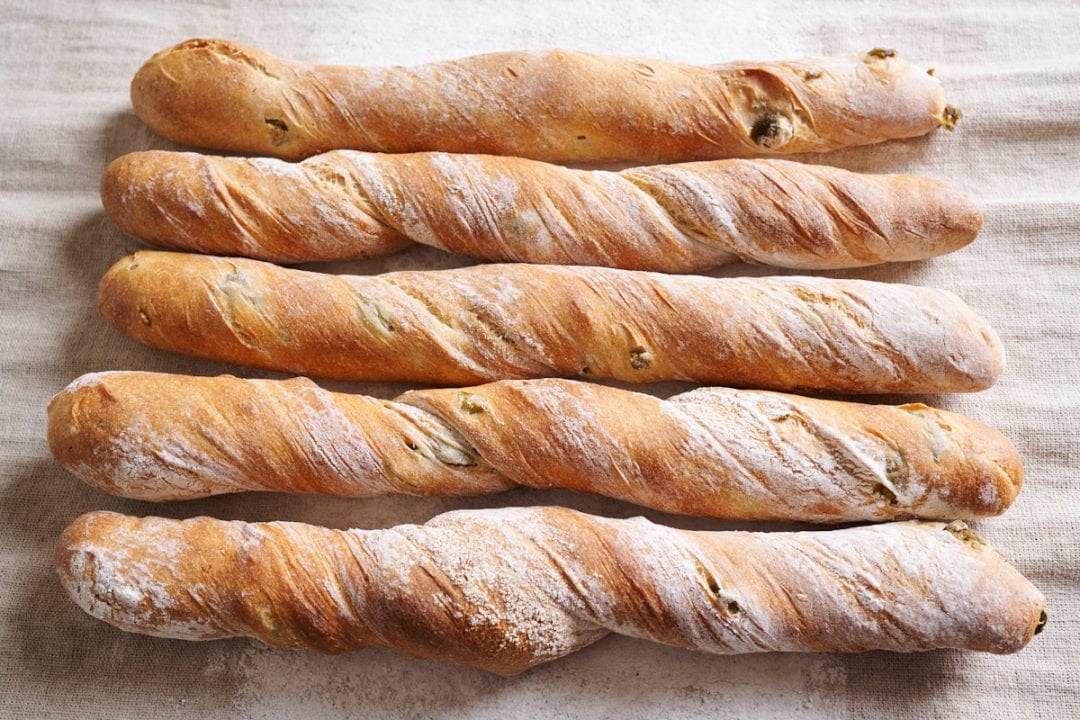 Sourdough filoncini (twisted baguettes)