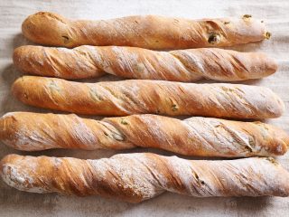 Sourdough filoncini (twisted baguettes)