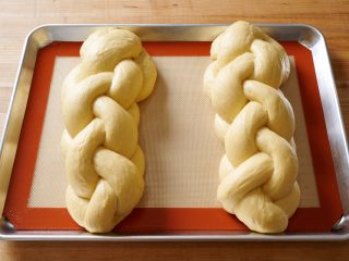 Braided 4-strand sourdough challah dough.