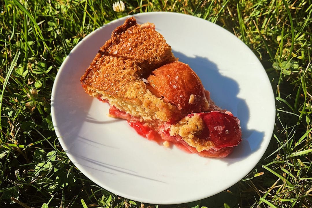 Sourdough discard plum torte.