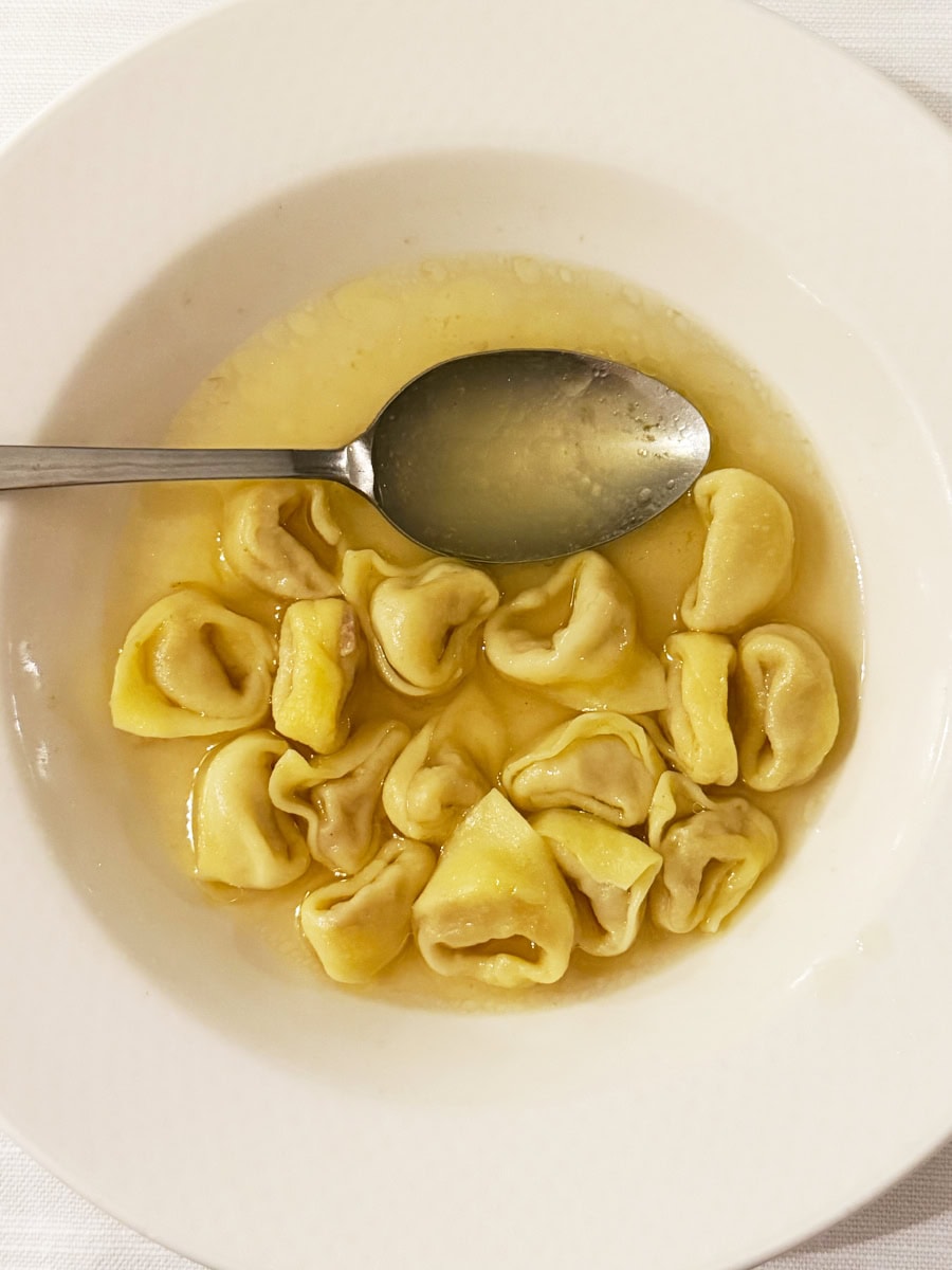 Tortellini in brodo in a bowl