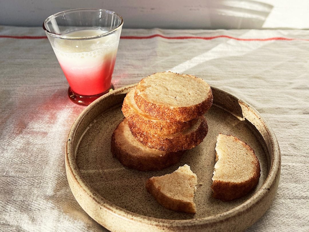 Sourdough discard cinnamon toast cookies on a table.