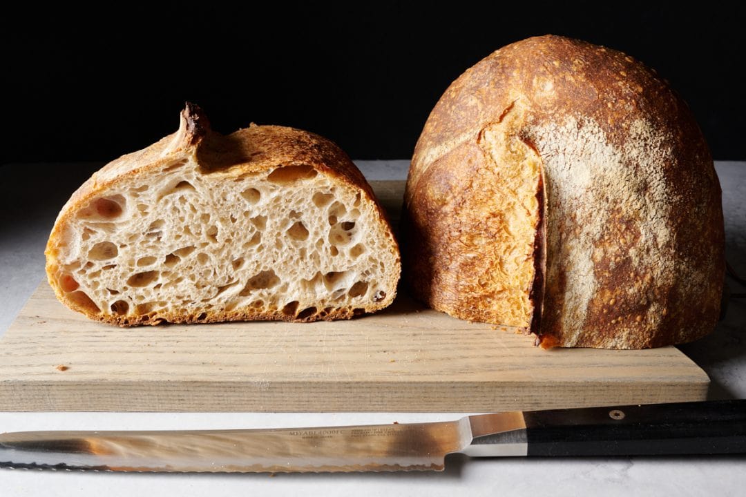 A sour loaf of sourdough bread